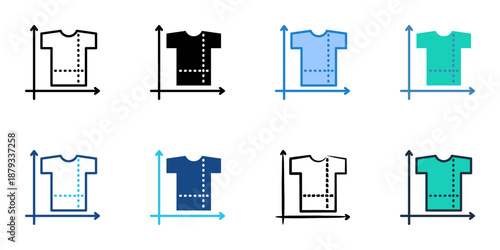 Size Chart icons set multiple style collection. Editable stroke 
