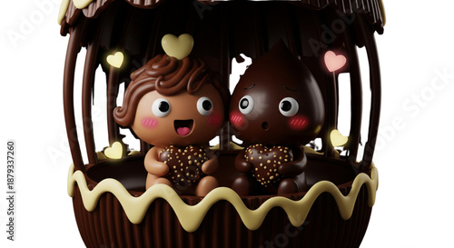 Sweet Chocolate Couple Sharing Love Hearts for Valentine's Day Marketing Campaigns