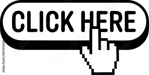 Click Here Button Icon Vector Cursor Hand CTA Web Interface