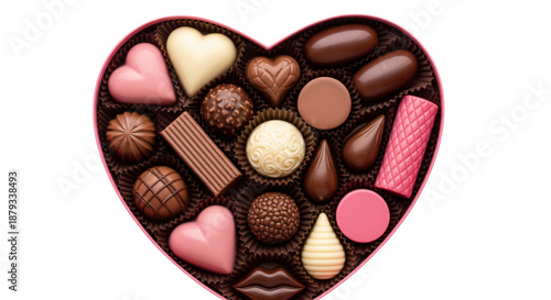 Romantic Heart Shaped Box of Assorted Chocolates. Valentines Day Gift for Love Sweet Indulgence Celebration.