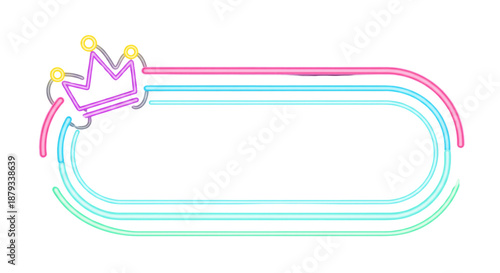 Princess Crown Neon Frame for Sweet Girls' Party Invitations, Social Media Posts, and Birthday Graphics