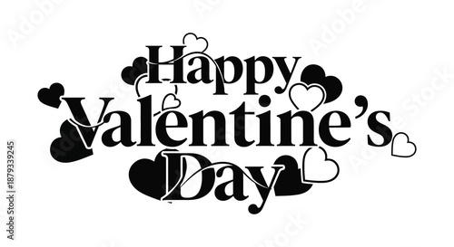 A charming valentine s day message rendered in black script and heart shapes a striking silhouette