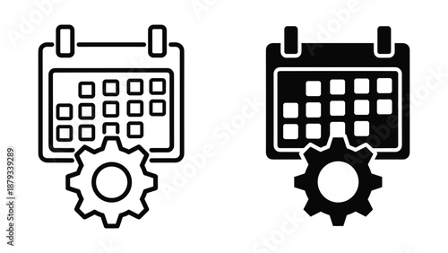 Calendar setting icon with gear symbol