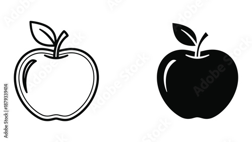 Simple black and white apple illustration