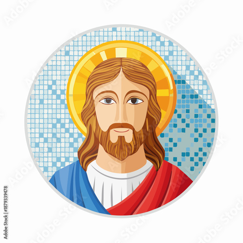 Jesus Christ mosaic icon Christian saint religious art Easter.