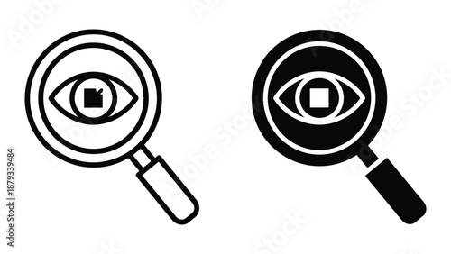 Magnifying glass focusing on eye symbol