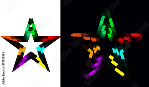 Colorful Illuminated Star Design with Split Background
