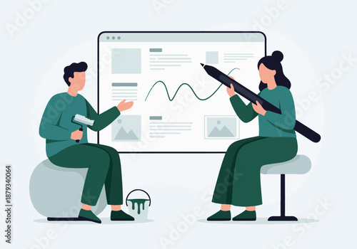 Creative team collaborating on digital design, UI/UX, and content creation