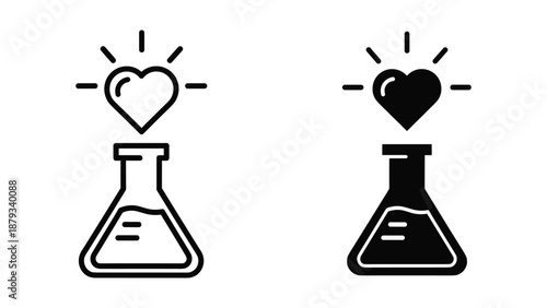 Love potion in laboratory flask