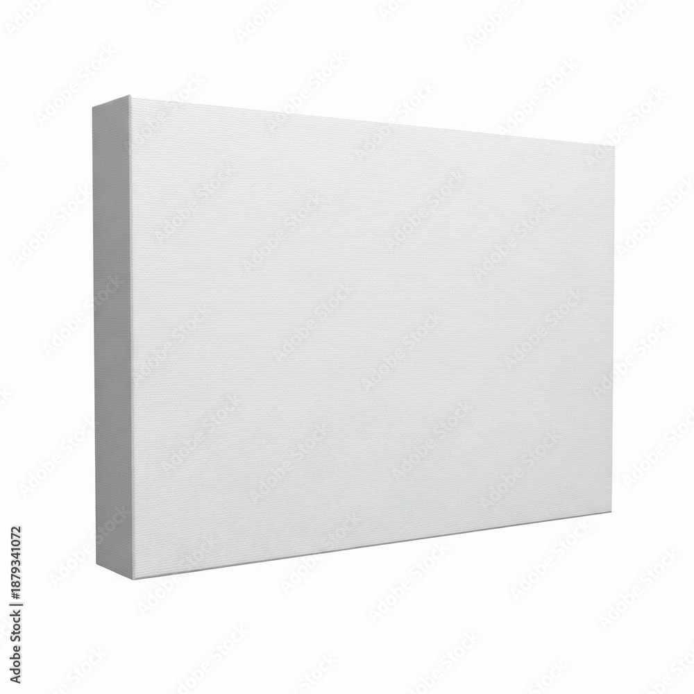 Fototapeta premium White rectangular canvas on a plain white background.