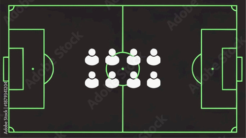 Minimalist Soccer Pitch Illustration with Player Icons