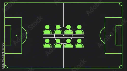 Stylized Soccer Tactical Field Diagram with Player Icons