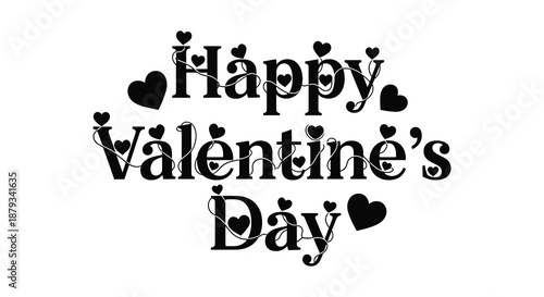 A charming valentine s day typographic design featuring hearts and calligraphy in a dark silhouette