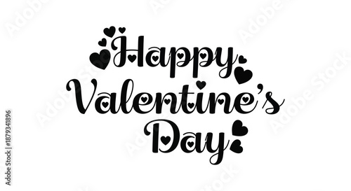 happy valentine s day message with hearts and decorative font silhouette high quality professional detailed modern