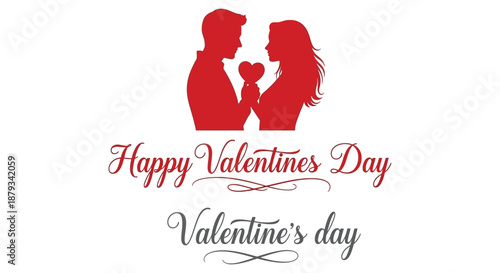 A romantic depiction of a couple embracing with a heart celebrating valentine s day silhouette
