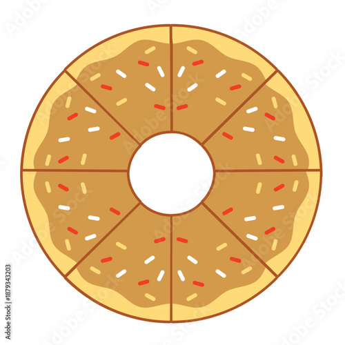 Donut two-sixths fraction great for teaching 2/6 or 1/3, beginner math, and playful children’s digital content.