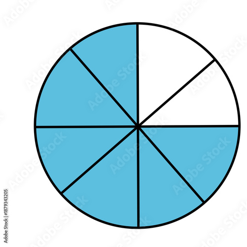 Circle six-eighths blue great for teaching 6/8 or 3/4, classroom materials, and imaginative children’s math content.