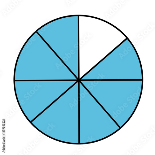 Circle five-eighths blue ideal for teaching 5/8, homework sheets, and playful children’s fraction learning illustrations.
