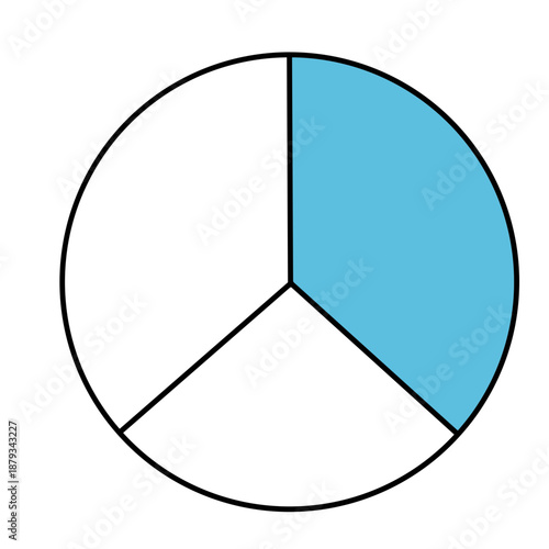 Circle one-third blue perfect for teaching 1/3, basic fractions, and playful children’s math visuals about equal parts.