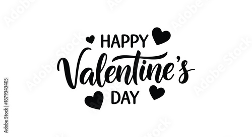 A festive valentine s day calligraphic illustration with hearts and romantic lettering showcasing a dark silhouette