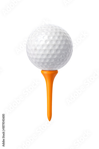 A golf ball resting on a tee isolated on a white background