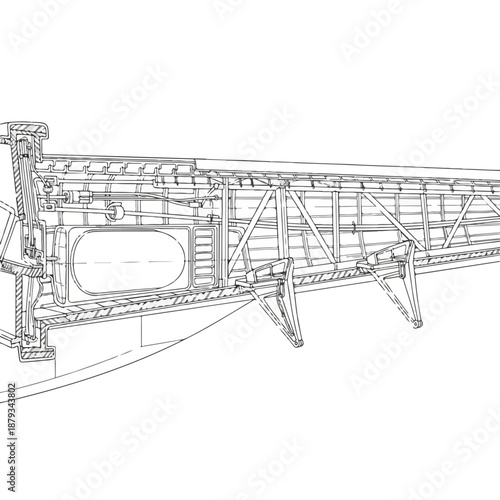 Detailed engineering drawing of a large industrial conveyor belt system