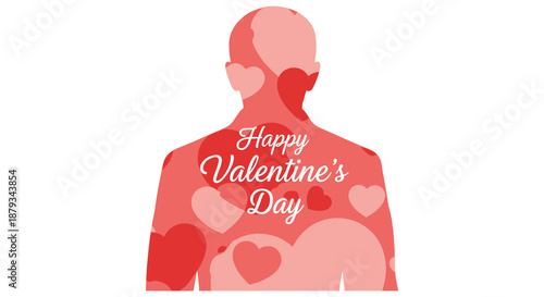 A romantic valentine s day greeting featuring a person filled with hearts a beautiful silhouette