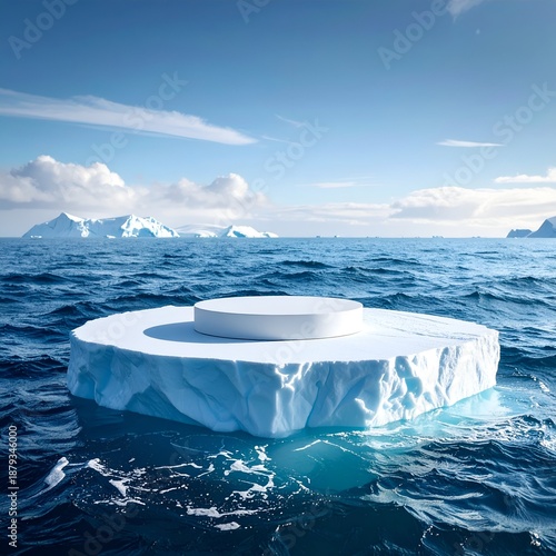 Wallpaper Mural Iceberg stage in ocean with mountains & clear blue sky Torontodigital.ca