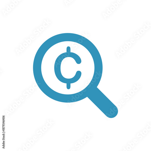 Magnifying Glass Cent Sign Icon Vector Template Illustration Design