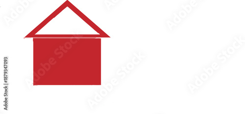 Simple Red House or Home Icon Vector Graphic isolated on white background