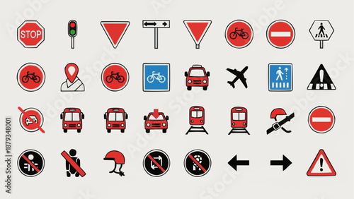 Collection of Traffic and Road Signs Icons.