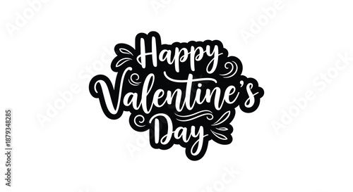 Elegant handwritten lettering displays a festive valentine s day greeting a lovely black silhouette high quality
