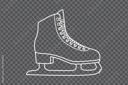 A simple and elegant line art illustration of an ice skate for winter sports. Christmas boot on a white background.