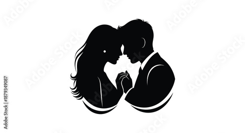 A tender moment captured in black and white showing a couple embracing closely a beautiful silhouette