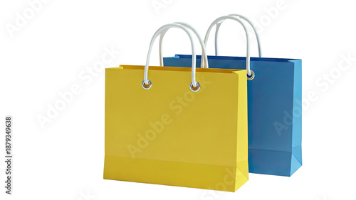 Two colorful shopping bags on a white background