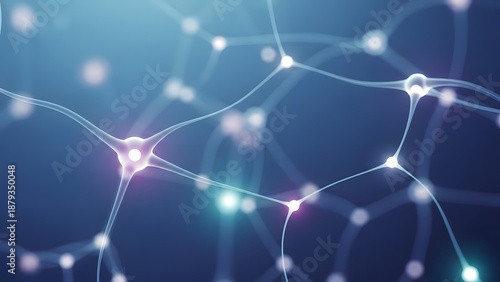 Neural Network Connection: Interconnected Nodes on Blue