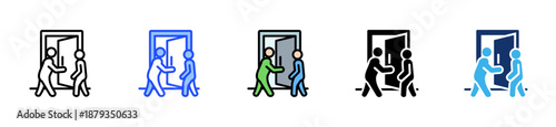 Open Door Policy Icon Collection With Multiple Styles