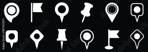 Map pin icon. location pin place marker. Location icon. Map marker pointer icon set. GPS location symbol collection. Vector illustrator. eps 10