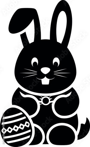 Happy easter sunday celebration with joyful easter bunny holding decorated easter egg