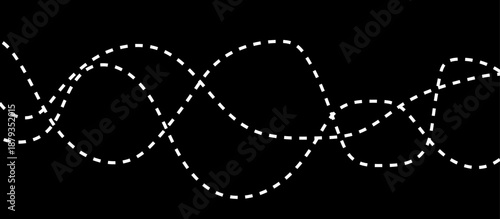 Abstract White Flowing Light Waves on Black Background, Smooth Curved Lines Representing Sound Frequency, Digital Signal, Energy Motion, and Modern Technology Concept.