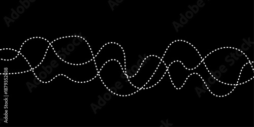 Abstract White Flowing Light Waves on Black Background, Smooth Curved Lines Representing Sound Frequency, Digital Signal, Energy Motion, and Modern Technology Concept.