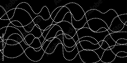 Abstract White Flowing Light Waves on Black Background, Smooth Curved Lines Representing Sound Frequency, Digital Signal, Energy Motion, and Modern Technology Concept.