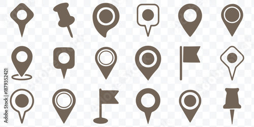 Map pointers, pin, marker, navigation, GPS, position, pointer. Location Pin Icon Vector Flat and Clean Look Isolated on transparent background.
