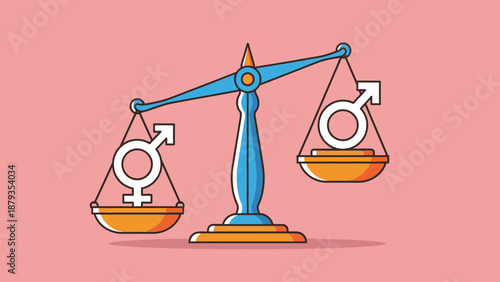 A balanced scale with the male and female gender symbols on each side, representing gender equality.