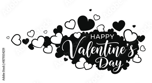 A heartwarming valentine s day greeting with scattered hearts and elegant script a lovely silhouette