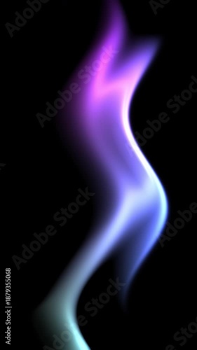 Dynamic vertical motion background of liquid light waves flowing downward in smooth, continuous loop on black. Vibrant blue and purple gradient waves creating modern fluid energy effect
