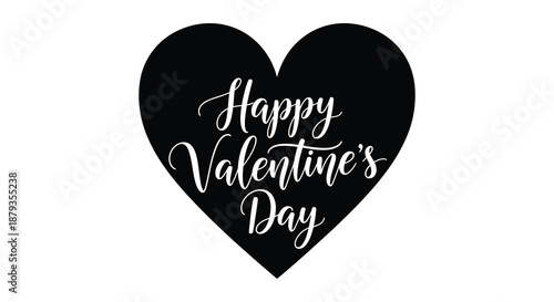 A striking black heart shape displays elegant valentine s day lettering creating a beautiful silhouette