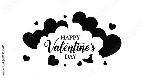 valentine s day celebration with hearts and silhouette high quality professional detailed modern elegant stylish clean