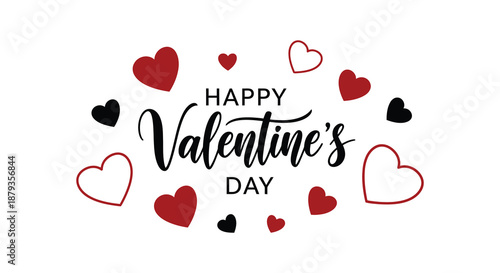 A charming valentine s day illustration featuring hearts and calligraphy a simple and loving design silhouette