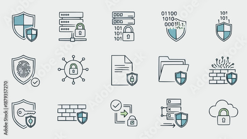 Cyber Security Icons Collection Digital Protection Concepts.